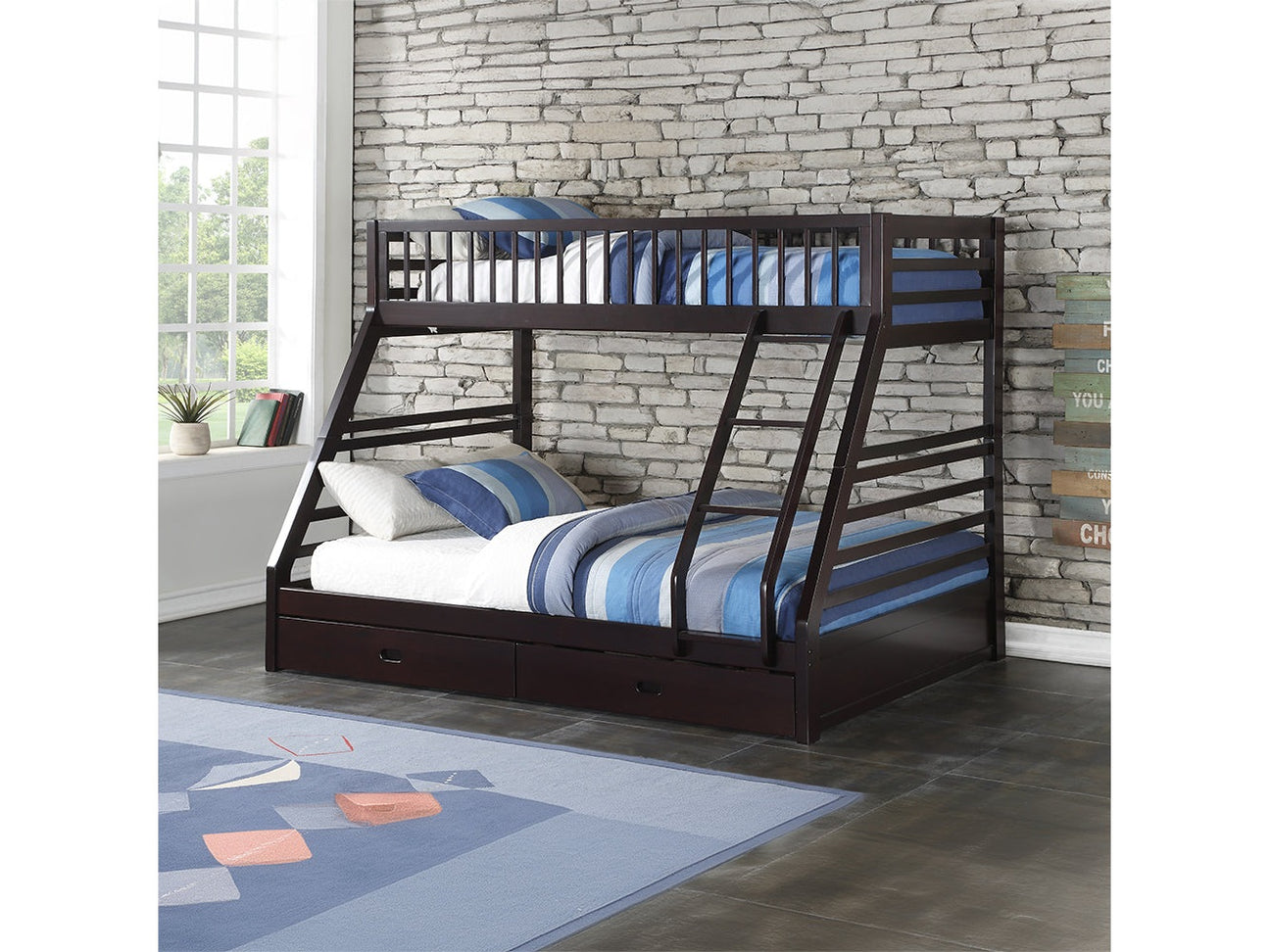 Jason Espresso Twin Xl/Queen Bunk Bed W/Storage - Ornate Home