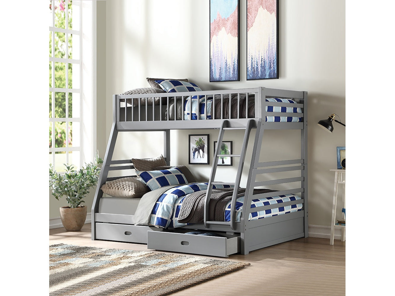 Jason Gray Twin/Full Bunk Bed - Ornate Home