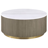 Jason Greige Round White Marble Top Coffee Table - Ornate Home