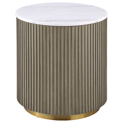 Jason Greige/White Marble 2-piece Round White Marble Coffee Table Set - Ornate Home