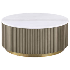 Jason Greige/White Marble 2-piece Round White Marble Coffee Table Set - Ornate Home