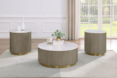 Jason Greige/White Marble 3-piece Round White Marble Coffee Table Set - Ornate Home