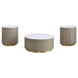 Jason Greige/White Marble 3-piece Round White Marble Coffee Table Set - Ornate Home
