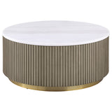 Jason Greige/White Marble 3-piece Round White Marble Coffee Table Set - Ornate Home