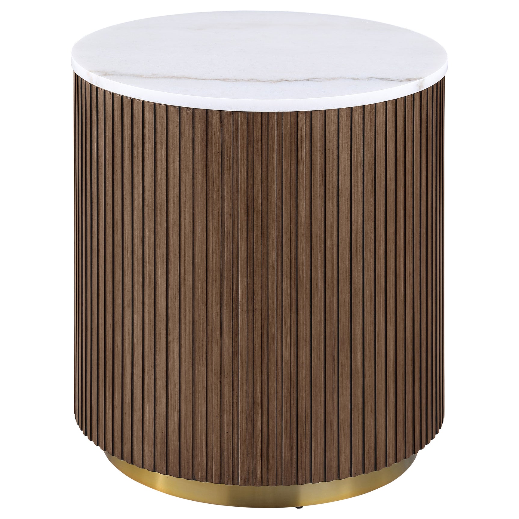 Jason Honey Brown/White Marble 2-piece Round White Marble Coffee Table Set - Ornate Home