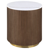 Jason Honey Brown/White Marble 3-piece Round White Marble Coffee Table Set - Ornate Home