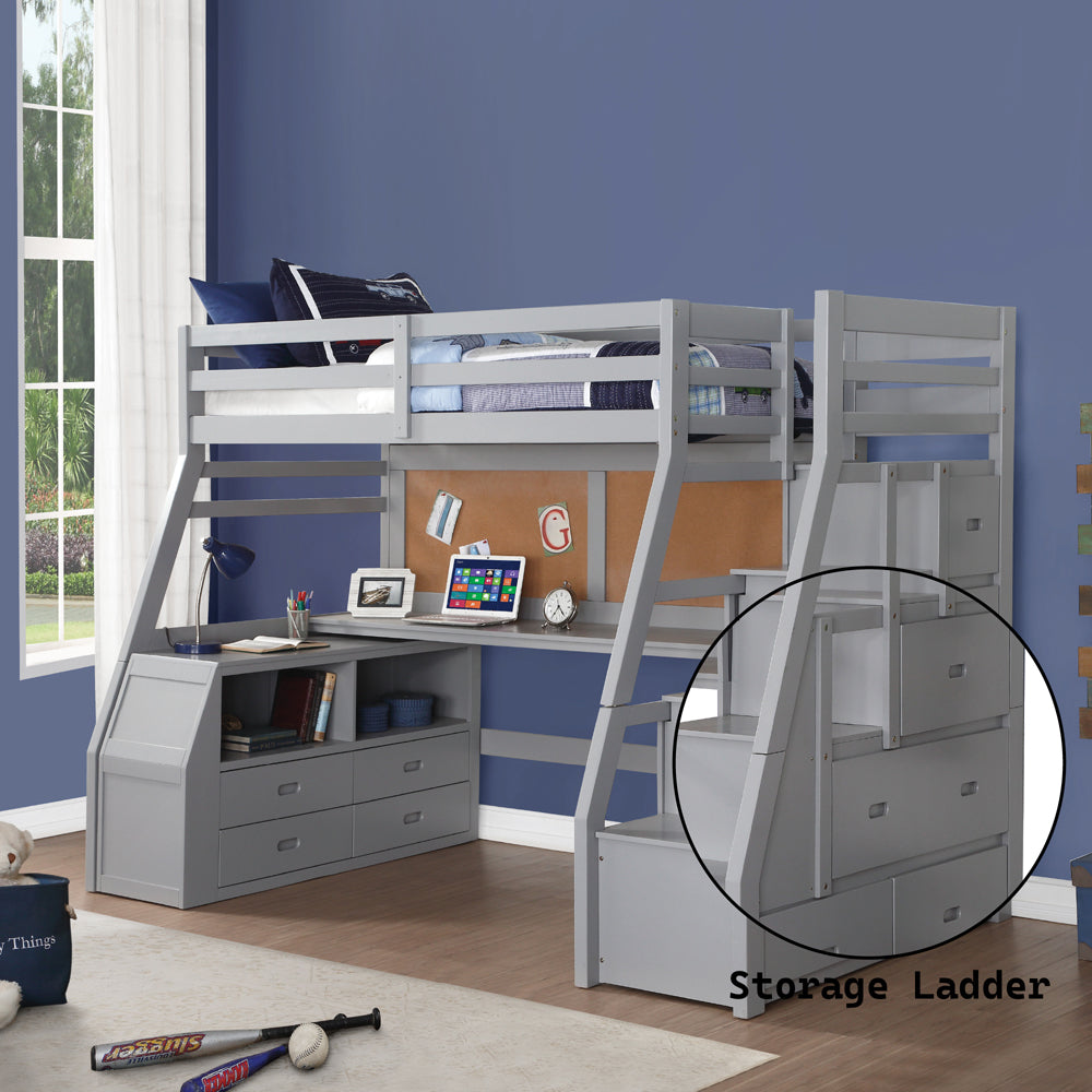 Jason II Twin Loft Bed & Ladder in Gray - Ornate Home