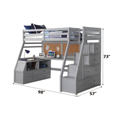 Jason II Twin Loft Bed & Ladder in Gray - Ornate Home