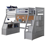 Jason II Twin Loft Bed & Ladder in Gray - Ornate Home