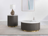 Jason White 2-piece Round Marble Coffee and End Table Set - Ornate Home