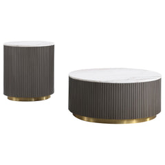Jason White 2-piece Round Marble Coffee and End Table Set - Ornate Home