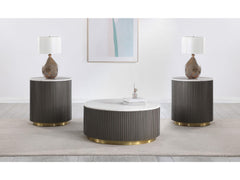 Jason White 3-piece Round Marble Coffee and End Table Set - Ornate Home