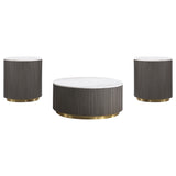 Jason White 3-piece Round Marble Coffee and End Table Set - Ornate Home