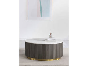 Jason White and Charcoal Round Marble Top Coffee Table - Ornate Home