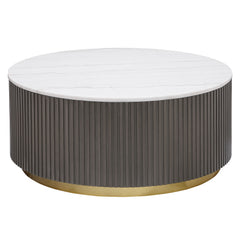 Jason White and Charcoal Round Marble Top Coffee Table - Ornate Home