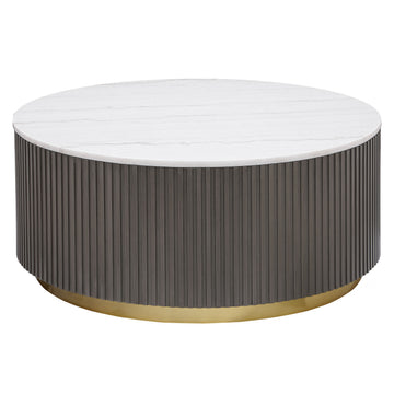 Jason White and Charcoal Round Marble Top Coffee Table - Ornate Home