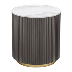 Jason White and Charcoal Round Marble Top End Table - Ornate Home