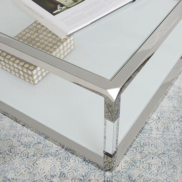 Jasper Coffee Table in Acrylic/White Glass/PSS - Ornate Home