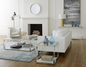 Jasper Console Table in Acrylic/White Glass/PSS - Ornate Home