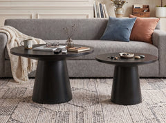 Jasper Ebony Black 2-Piece Round Coffee & End Table Set - Ornate Home