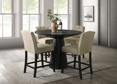 Jasper Ebony Black 47" 5-Piece Round Counter Height Dining Set - Ornate Home