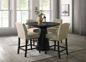 Jasper Ebony Black 47" 5-Piece Round Counter Height Dining Set - Ornate Home