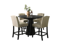 Jasper Ebony Black 47" 5-Piece Round Counter Height Dining Set - Ornate Home