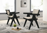 Jasper Ebony Black/Beige 21"W Fabric Dining Arm Chair (Set of 2) - Ornate Home