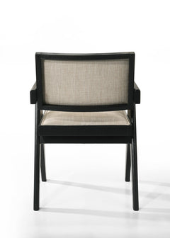 Jasper Ebony Black/Beige 21"W Fabric Dining Arm Chair (Set of 2) - Ornate Home