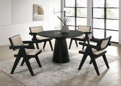 Jasper Ebony Black/Beige 47" 5-Piece Round Dining Set - Ornate Home