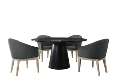 Jasper Ebony Black/Gray 59" 5-Piece Round Dining Set - Ornate Home