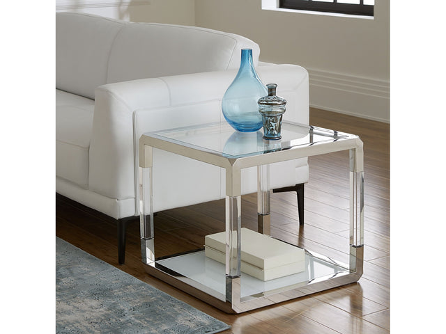 Jasper End Table in Acrylic/White Glass/PSS - Ornate Home