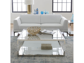Jasper Square Coffee Table in Acrylic/White Glass/PSS - Ornate Home