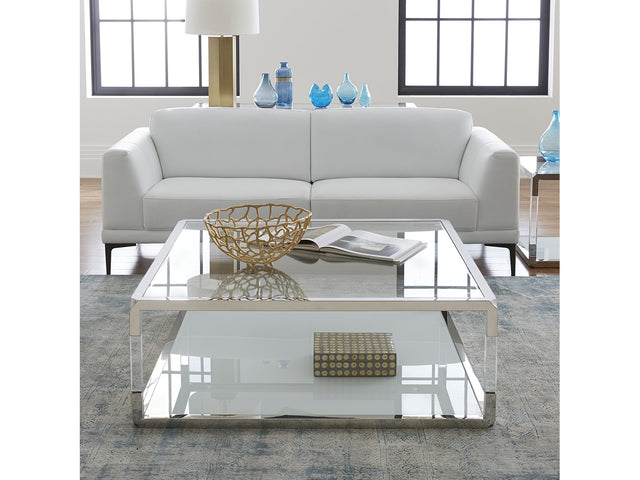 Jasper Square Coffee Table in Acrylic/White Glass/PSS - Ornate Home