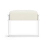 Jasper White/Cream/Acrylic Leather Ottoman - Ornate Home