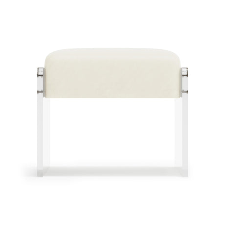 Jasper White/Cream/Acrylic Leather Ottoman - Ornate Home