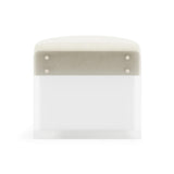 Jasper White/Cream/Acrylic Leather Ottoman - Ornate Home