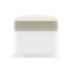 Jasper White/Cream/Acrylic Leather Ottoman - Ornate Home