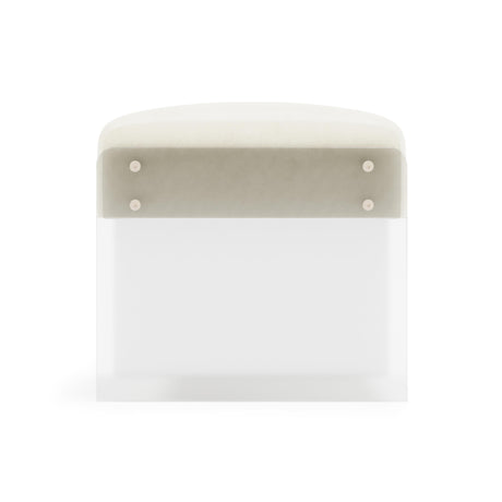 Jasper White/Cream/Acrylic Leather Ottoman - Ornate Home