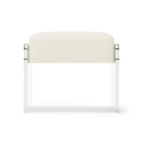 Jasper White/Cream/Acrylic Leather Ottoman - Ornate Home