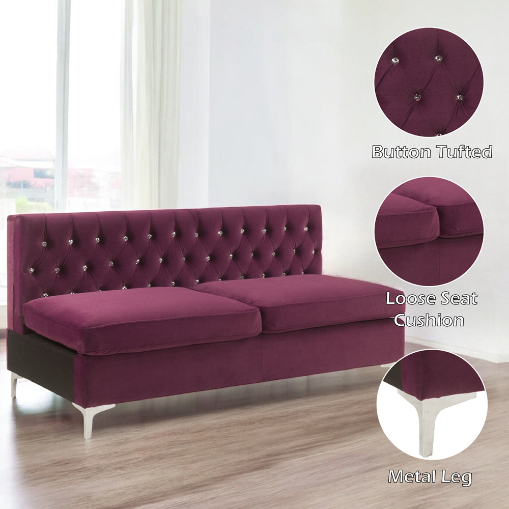 Jaszira Burgundy Velvet Modular Sofa Units / Create your own Style - Ornate Home