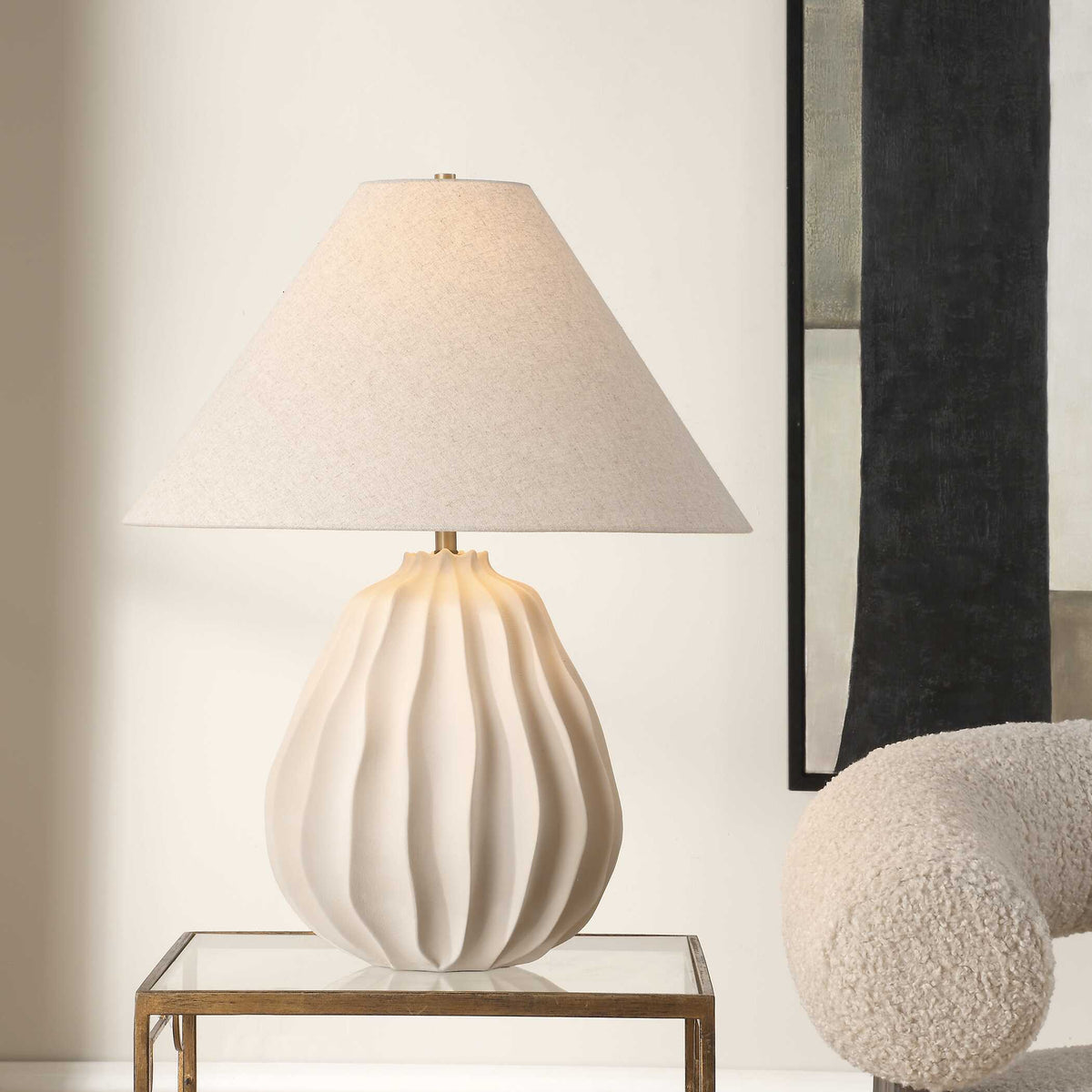Javary Matte Beige Table Lamp - Ornate Home