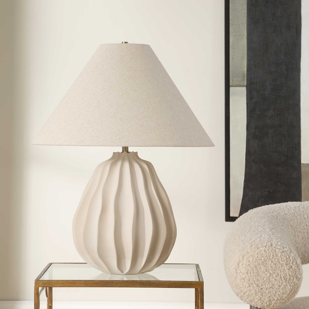 Javary Matte Beige Table Lamp - Ornate Home