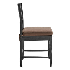 Jax Black/Cocoa Oak Wood Dining Chair With Wavy Razor Back and Cushion (Set of 2) - Ornate Home