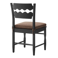 Jax Black/Cocoa Oak Wood Dining Chair With Wavy Razor Back and Cushion (Set of 2) - Ornate Home