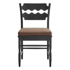 Jax Black/Cocoa Oak Wood Dining Chair With Wavy Razor Back and Cushion (Set of 2) - Ornate Home