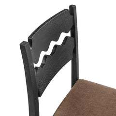Jax Black/Cocoa Oak Wood Dining Chair With Wavy Razor Back and Cushion (Set of 2) - Ornate Home