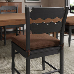 Jax Black/Cocoa Oak Wood Dining Chair With Wavy Razor Back and Cushion (Set of 2) - Ornate Home