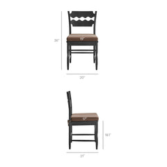 Jax Black/Cocoa Oak Wood Dining Chair With Wavy Razor Back and Cushion (Set of 2) - Ornate Home