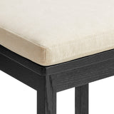 Jax Black/Linen Oak Wood Bar Stool With Wavy Razor Back and Cushion - Ornate Home